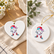 Baseball Dabbing Ice Cream Drip Sports Glass Ornament - Material: Heart Ceramic Ornament