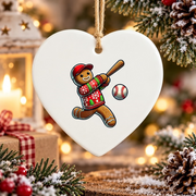 Baseball Gingerbread Christmas Sports Glass Ornament - Material: Heart Ceramic Ornament