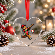 Baseball Gingerbread Christmas Sports Glass Ornament - Material: Heart Glass Ornament
