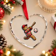 Baseball Gingerbread Christmas Sports Glass Ornament - Material: Heart Glass Ornament