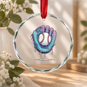 Baseball Glove Drip Ice Cream Player Glass Ornament - Material: Circle Glass Ornament
