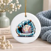 Baseball Glove Ice Cream Drip Player Glass Ornament - Material: Circle Ceramic Ornament