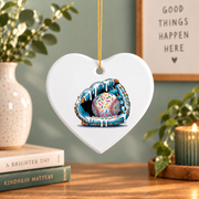 Baseball Glove Ice Cream Drip Player Glass Ornament - Material: Heart Ceramic Ornament