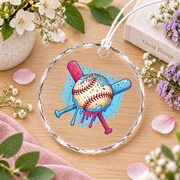 Baseball Home Plate Ice Cream Drip Glass Ornament - Material: Circle Glass Ornament