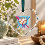 Baseball Home Plate Ice Cream Drip Glass Ornament - Material: Heart Glass Ornament