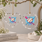 Baseball Home Plate Ice Cream Drip Glass Ornament - Material: Heart Glass Ornament