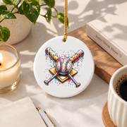Baseball Home Plate Ice Cream Gift Glass Ornament - Material: Circle Ceramic Ornament