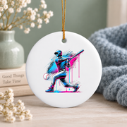 Baseball Home Plate Sprinkles Ice Cream Glass Ornament - Material: Circle Ceramic Ornament