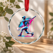Baseball Home Plate Sprinkles Ice Cream Glass Ornament - Material: Circle Glass Ornament