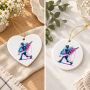 Baseball Home Plate Sprinkles Ice Cream Glass Ornament - Material: Heart Ceramic Ornament