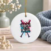 Baseball Ice Cream Drip Long Ball Gift Glass Ornament - Material: Circle Ceramic Ornament