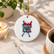 Baseball Ice Cream Drip Long Ball Gift Glass Ornament - Material: Circle Ceramic Ornament
