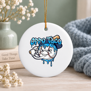 Baseball Ice Cream Drip Oppo Taco Design Glass Ornament - Material: Circle Ceramic Ornament