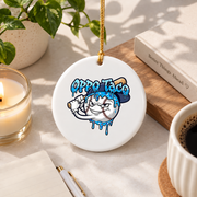 Baseball Ice Cream Drip Oppo Taco Design Glass Ornament - Material: Circle Ceramic Ornament