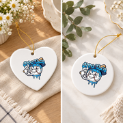 Baseball Ice Cream Drip Oppo Taco Design Glass Ornament - Material: Heart Ceramic Ornament