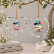Baseball Ice Cream Drip Sports Theme Glass Ornament - Material: Heart Glass Ornament