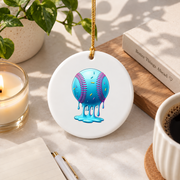 Baseball Ice Cream Melted Style Sports Glass Ornament - Material: Circle Ceramic Ornament