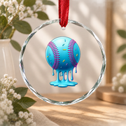 Baseball Ice Cream Melted Style Sports Glass Ornament - Material: Circle Glass Ornament