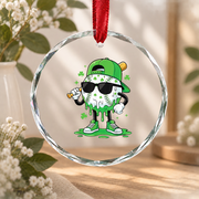 Baseball Ice Cream Player Sports Gift Glass Ornament - Material: Circle Glass Ornament