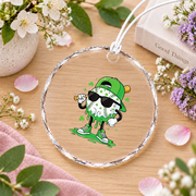 Baseball Ice Cream Player Sports Gift Glass Ornament - Material: Circle Glass Ornament