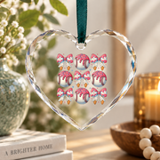 Baseball Lover Coquette Bow Sports Gift Decoration Glass Ornament - Material: Heart Glass Ornament