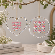 Baseball Lover Coquette Bow Sports Gift Decoration Glass Ornament - Material: Heart Glass Ornament