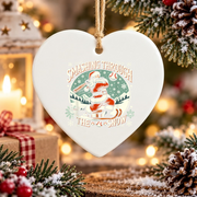 Baseball Player Santa Snow Glass Ornament - Material: Heart Ceramic Ornament