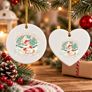 Baseball Player Santa Snow Glass Ornament - Material: Heart Ceramic Ornament