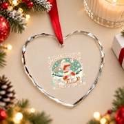 Baseball Player Santa Snow Glass Ornament - Material: Heart Glass Ornament