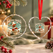 Baseball Player Santa Snow Glass Ornament - Material: Heart Glass Ornament