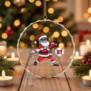 Baseball Santa 67 Christmas Glass Ornament - Material: Circle Glass Ornament