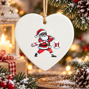 Baseball Santa 67 Christmas Glass Ornament - Material: Heart Ceramic Ornament