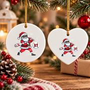 Baseball Santa 67 Christmas Glass Ornament - Material: Heart Ceramic Ornament