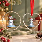 Baseball Snowman Christmas Sports Glass Ornament - Material: Heart Glass Ornament