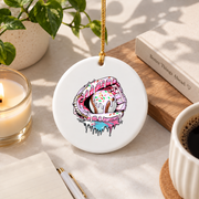 Baseball Softball Glove Ice Cream Drip Glass Ornament - Material: Circle Ceramic Ornament