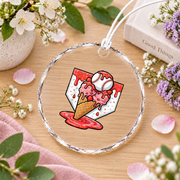 Baseball Strawberry Ice Cream Player Glass Ornament - Material: Circle Glass Ornament