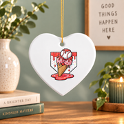 Baseball Strawberry Ice Cream Player Glass Ornament - Material: Heart Ceramic Ornament