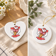 Baseball Strawberry Ice Cream Player Glass Ornament - Material: Heart Ceramic Ornament