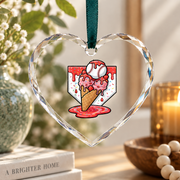 Baseball Strawberry Ice Cream Player Glass Ornament - Material: Heart Glass Ornament