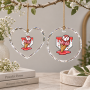 Baseball Strawberry Ice Cream Player Glass Ornament - Material: Heart Glass Ornament