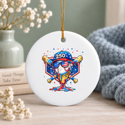 Baseball Team 250 Years Ice Cream Drip Glass Ornament - Material: Circle Ceramic Ornament
