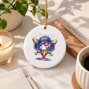 Baseball Team 250 Years Ice Cream Drip Glass Ornament - Material: Circle Ceramic Ornament