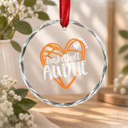 Basketball Auntie Heart Gift Glass Ornament - Material: Circle Glass Ornament