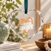 Basketball Auntie Heart Gift Glass Ornament - Material: Heart Glass Ornament