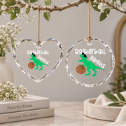 Basketball Dinosaur Dino Lover Sports Gift Glass Ornament - Material: Heart Glass Ornament