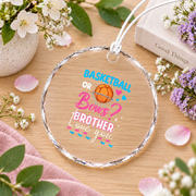 Basketball Gender Reveal Brother Gift Glass Ornament - Material: Circle Glass Ornament