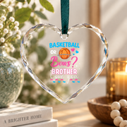 Basketball Gender Reveal Brother Gift Glass Ornament - Material: Heart Glass Ornament