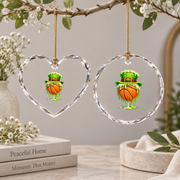 Basketball Ice Cream Drip Leprechaun Theme Glass Ornament - Material: Heart Glass Ornament