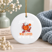 Basketball Lover Hoops Player Gift Glass Ornament - Material: Circle Ceramic Ornament