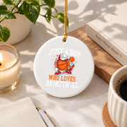 Basketball Lover Hoops Player Gift Glass Ornament - Material: Circle Ceramic Ornament